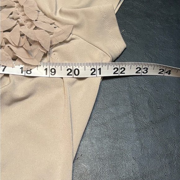 Worthington Blue Tan Asymmetrical Ruched Blouse size L - Picture 8 of 10